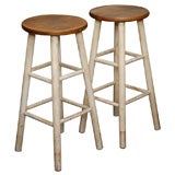EARLY 20TH C. ORIGINAL WHITE PAINTED BAR STOOLS