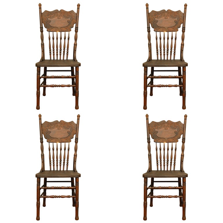 19TH C. SET OF 4 PRESSED BACK CHAIRS