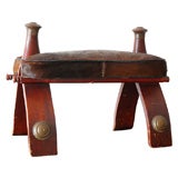 Antique 20TH C. PONY SKIN SADDLE SEAT STOOL