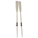 19THC ORIGINAL WHITE PAINTED ROWING OARS W/LEATHER GRIPS