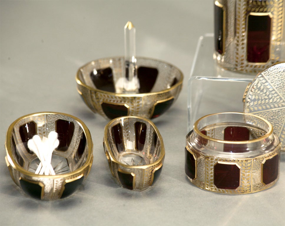 Moser 6 Pc. Hand Blown and Gilded Ruby 
