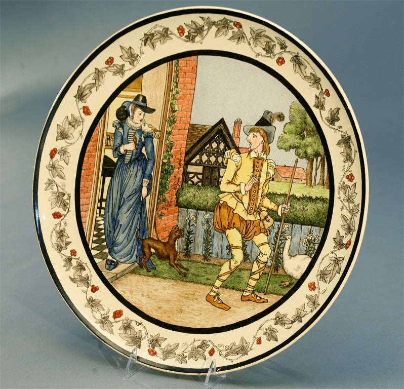 Large Hand-Painted Minton Porcelain Plaque Depicting Country Scene Dated 1978 2