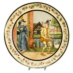 Grande plaque en porcelaine de Minton peinte à la main représentant une scène de campagne:: datée de 1978