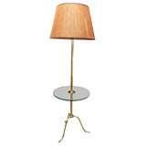 Brass Floor Lamp with Glass Table
