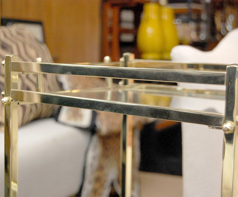 Mid-20th Century Brass and Glass Telephone Trolley