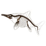 Prehistoric Rendering of Fossil Fish Skeleton Sculpture