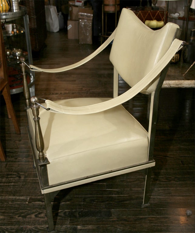 Late 20th Century Bronze and Leather Armchair by Andre Arbus