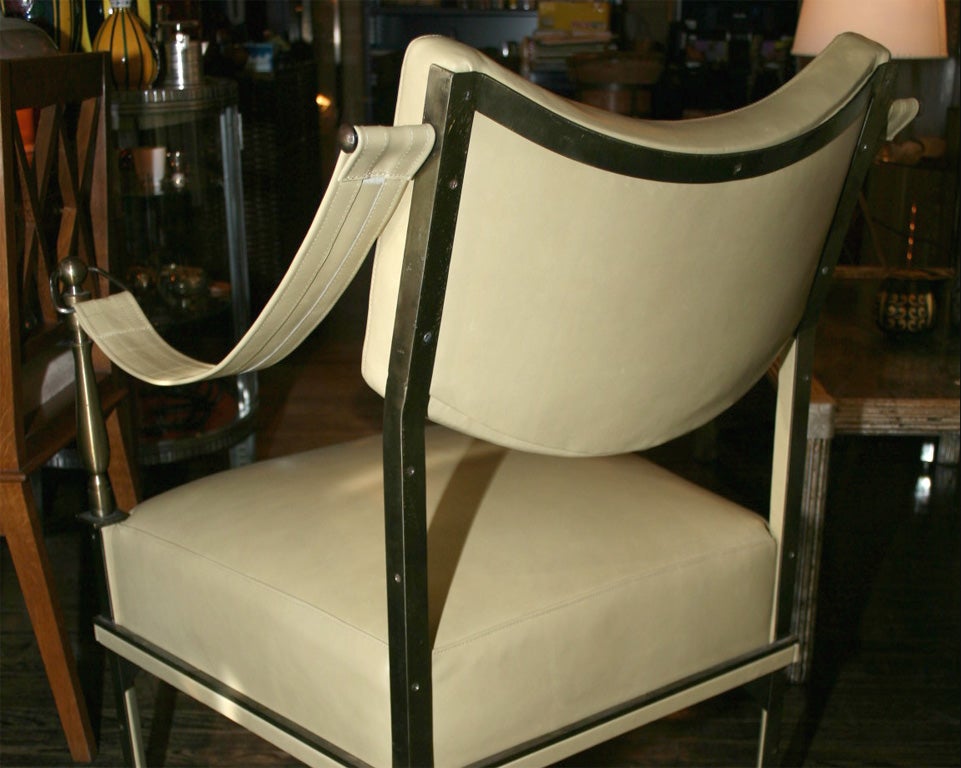 Bronze and Leather Armchair by Andre Arbus 1