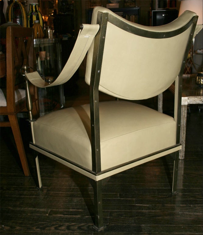 Bronze and Leather Armchair by Andre Arbus 2