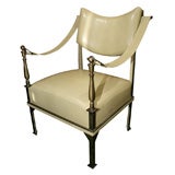 Bronze and Leather Armchair by Andre Arbus