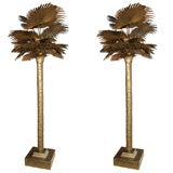 Pair of Bronze Palm Trees Floor Lamps, French 1940's