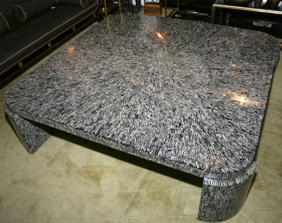 Large square form whale bone and resin coffee table by Ron Seff for Ambiant, American, 1970's<br />
16
