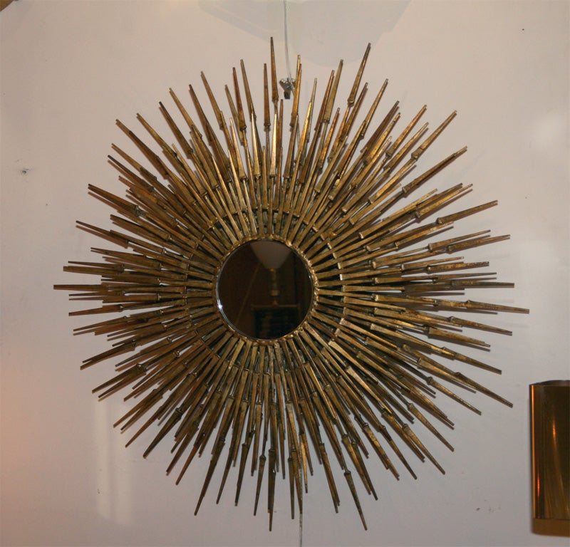 Late 20th Century Gilt Decorated Sculptural Sunburst Mirror, American, 1970's