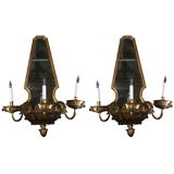 Gilt Bronze and Mirrored Sconces attributed to Maison Jansen