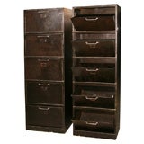 Pair of French Metal Pivoting File Cabinets