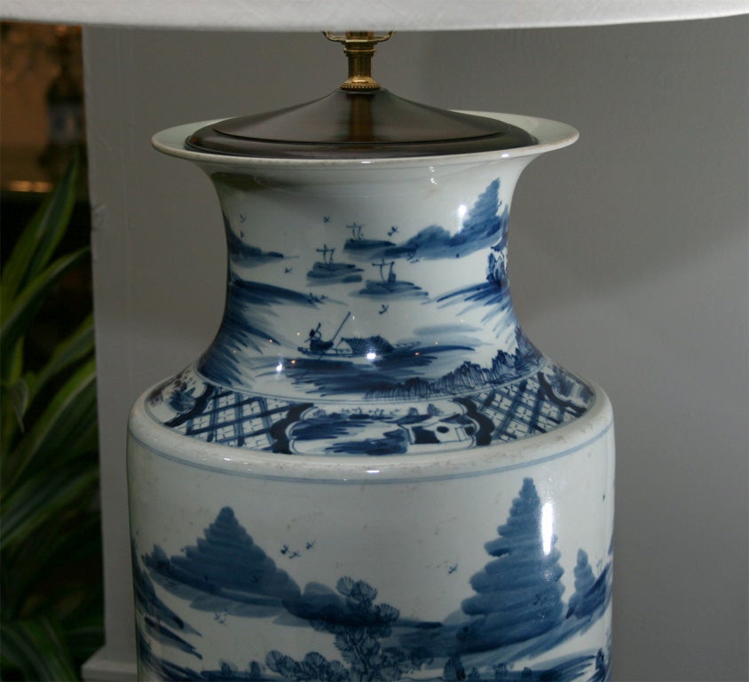 A Pair of Chinese Blue & White Porcelain Lamps 4