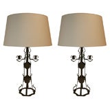 Pair of Iron Candlesticks / Now Lamps