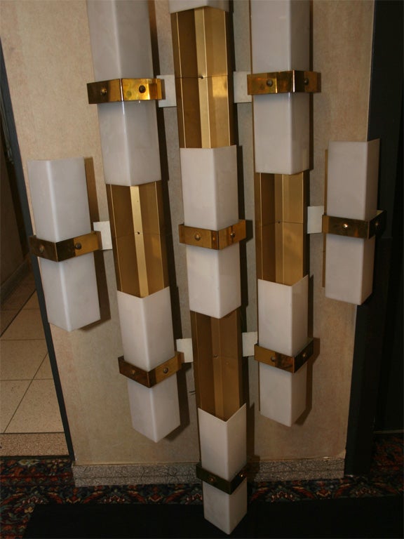 French Pair of Monumental Modernist Sconces