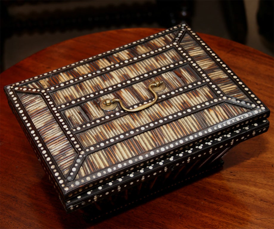 Sri Lankan Anglo-Indian Quill Box with Elephant Inlay