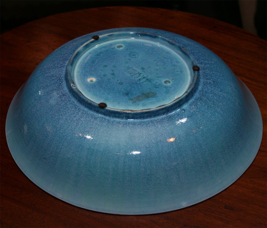 English Ruskin Pottery Blue Glazed Bowl at 1stDibs