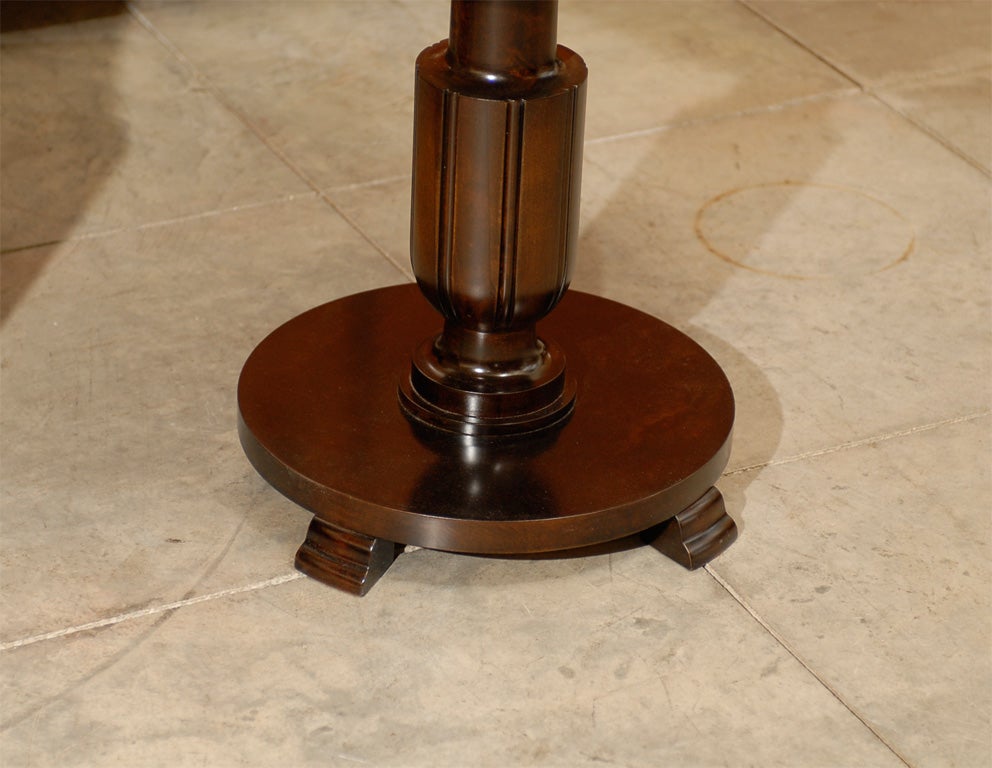Swedish Art Deco Round Flame Birch and Zebrano Pedestal Table
