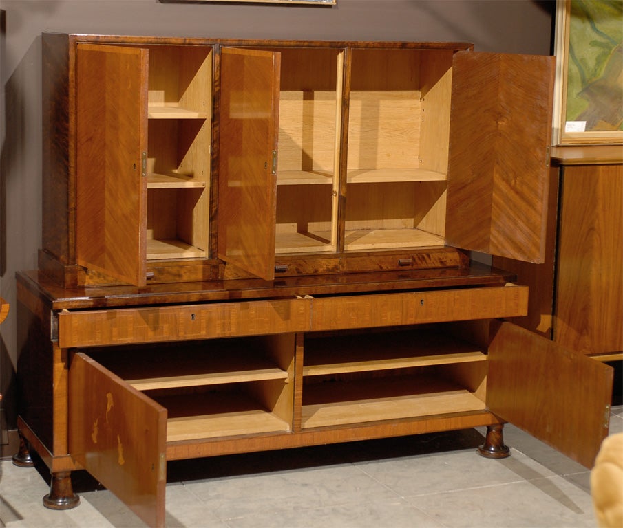 Art Deco Intarsia Inlay Swedish Buffet Cabinet In Good Condition For Sale In Atlanta, GA