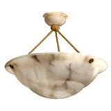 Antique Swedish Alabaster Pendant Chandelier