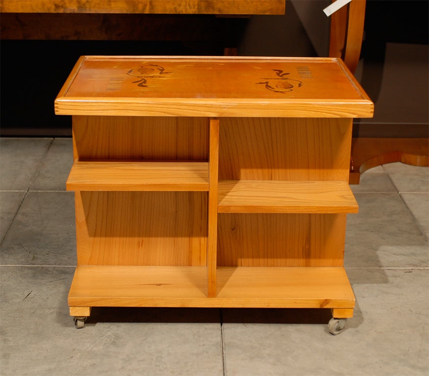 Swedish Art Deco Intarsia Bar Cabinet Bookcase End Table For Sale 2