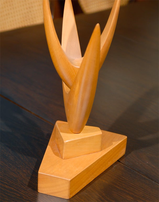 Carved Mid-Century Modern Swedish Sculpture of Hand-Sculpted Beech Wood by Bo Fjaestad For Sale