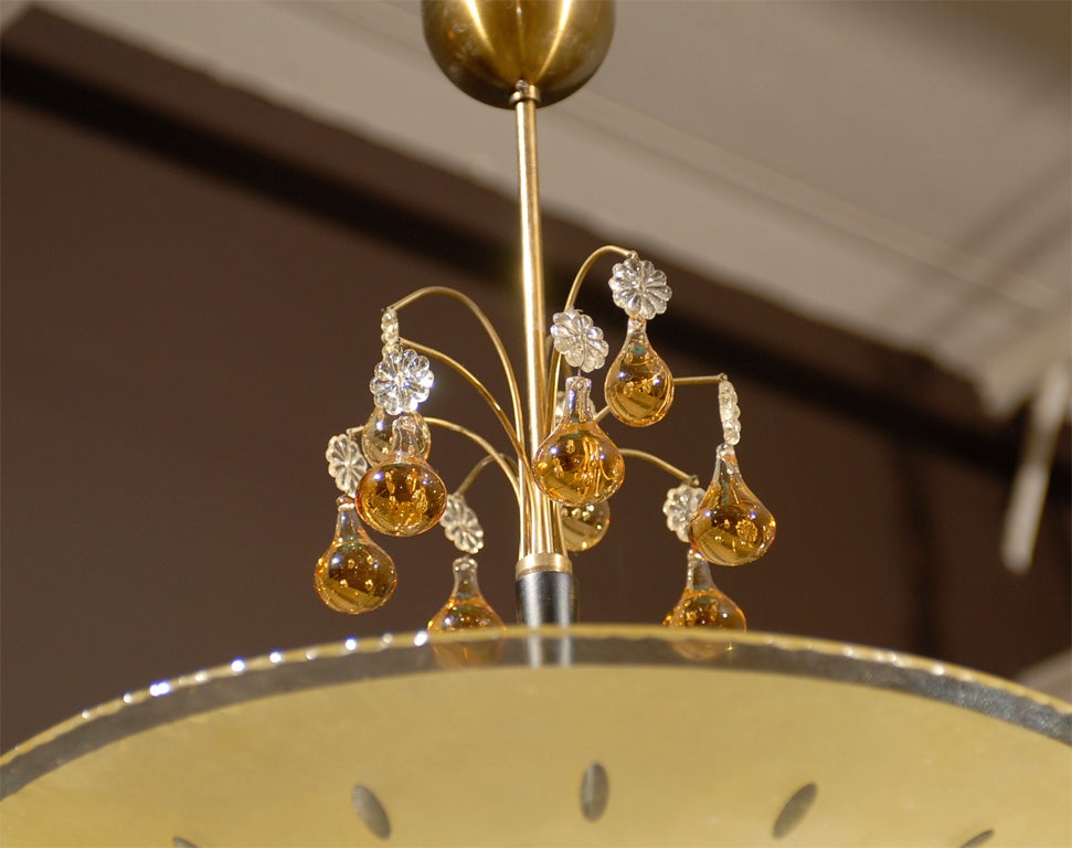 Mid-Century Modern Swedish Orrefors Mid-Century Etched Bowl and Crystal Chandelier