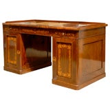 Antique 19th Century Mahogany Desk with Inlay and Leather Tilt-top Inset