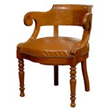 19th Century French Restauration Arm Chair with Leather Seat