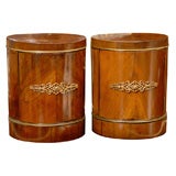 PAIR OF 19thC CONTINENTAL DRUM TABLES