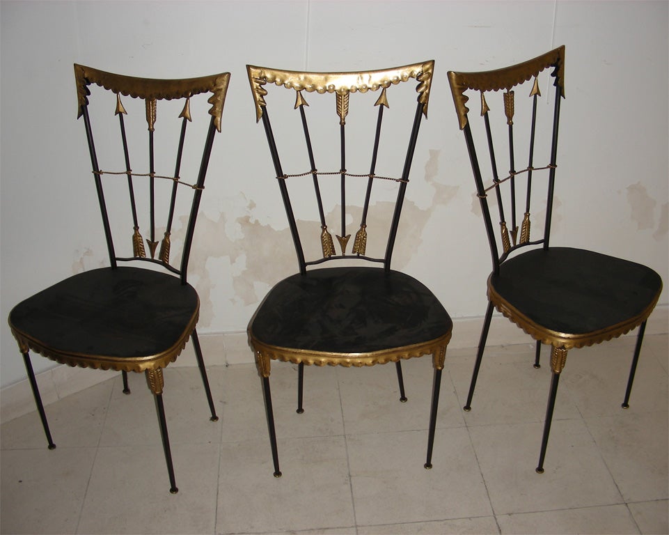 Six 1940s Metal Chairs