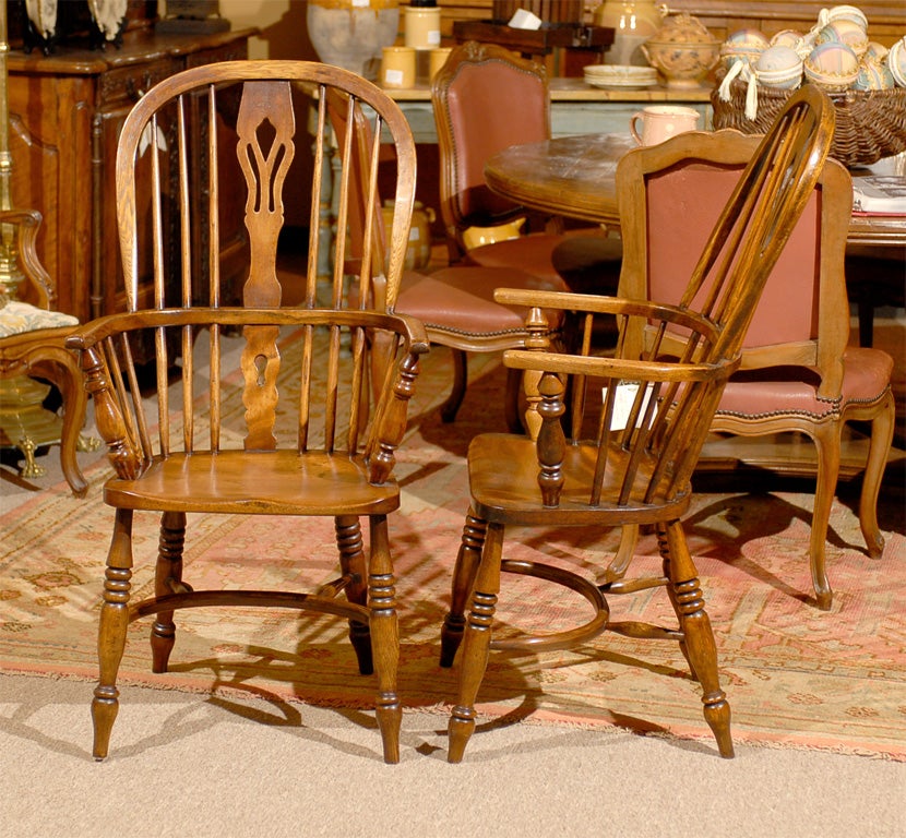 Ash Set of Eight 19th C. High Back Windsor Chairs