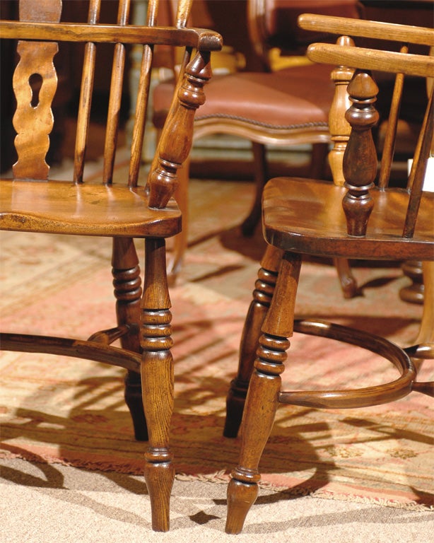 Set of Eight 19th C. High Back Windsor Chairs 1