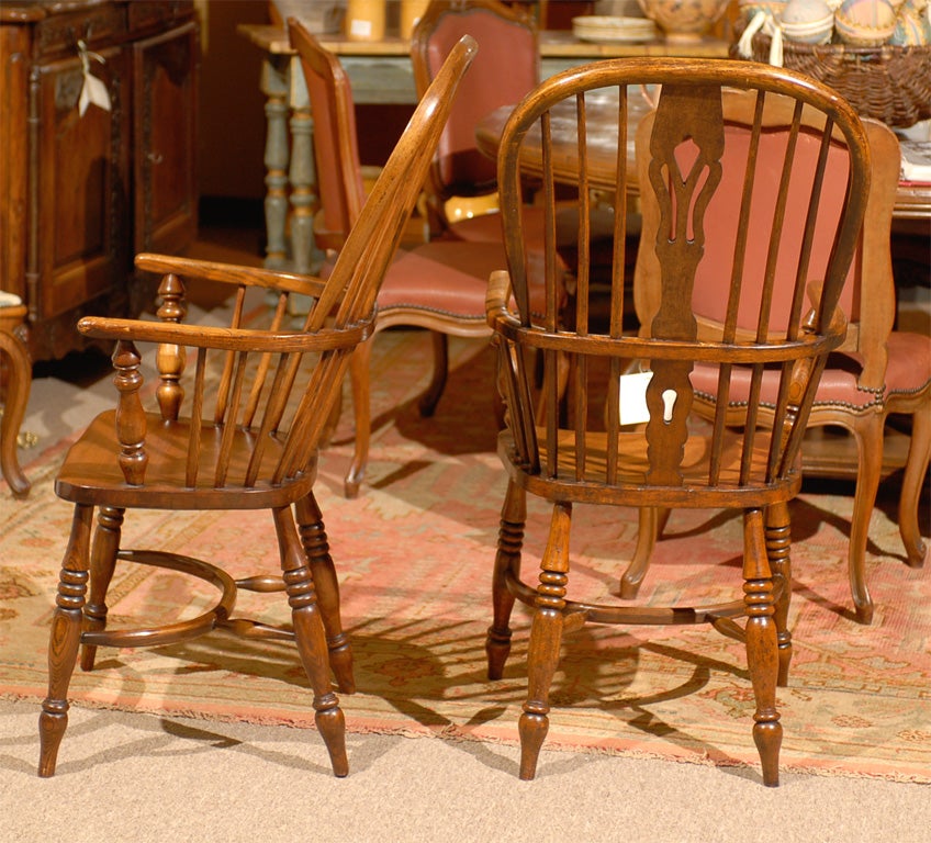 Set of Eight 19th C. High Back Windsor Chairs 2