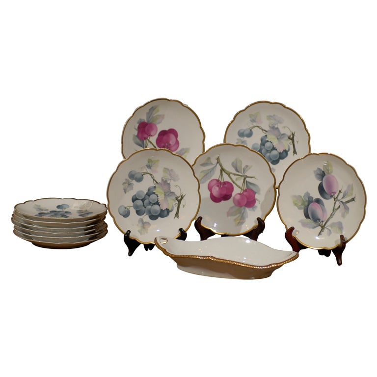 Set of German Fruit Plates and Platter, circa 1918-1922 For Sale