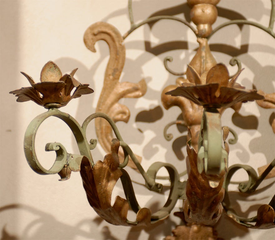 Iron  Pair of French Wall Sconces For Sale