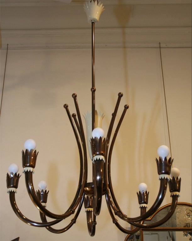 An 8 light modernist chandelier, att. to Fontana ARTE