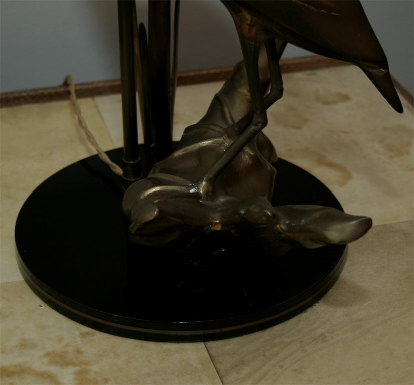 French Bronze stork lamp