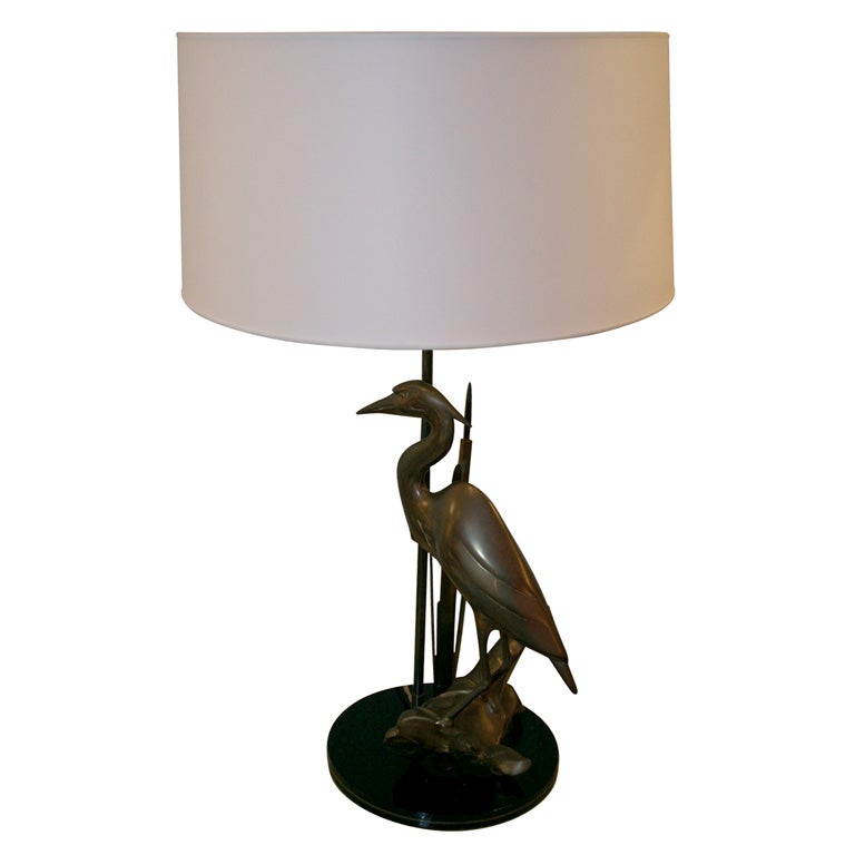 Bronze stork lamp