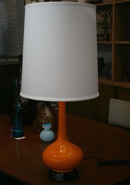 American Orange Crackle Glazed Ceramic Lamp