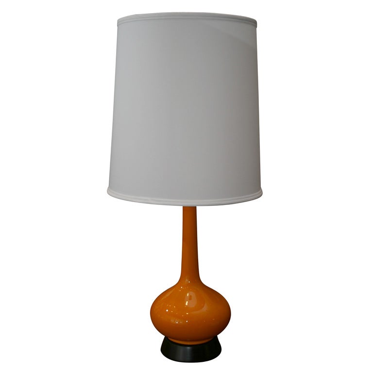 Orange Crackle Glazed Ceramic Lamp