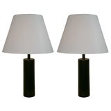 Pair of Dark Mahogany  Lamps by Martz