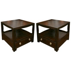Pair of Dark Mahogany End Tables by Baker Vintage Pair of Dark Mahogany End Tables by Baker