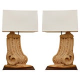 Pair of English  Carved Corbel Lamps, Circa 1840