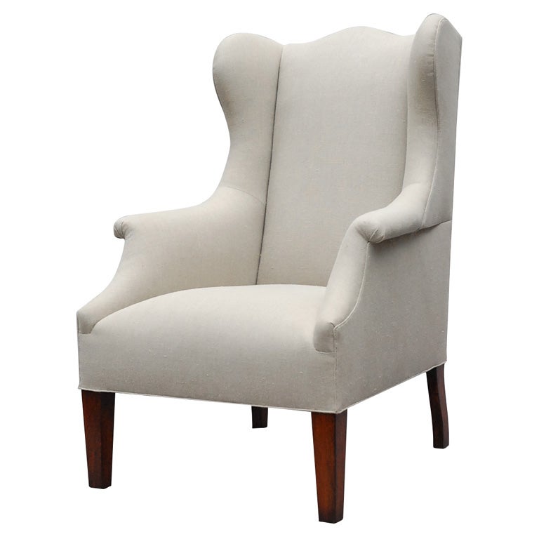 "Somerton" by Lee Stanton Armchair Upholstered in Belgian Linen or Custom Fabric For Sale