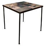 Blue and White Tile Top Table
