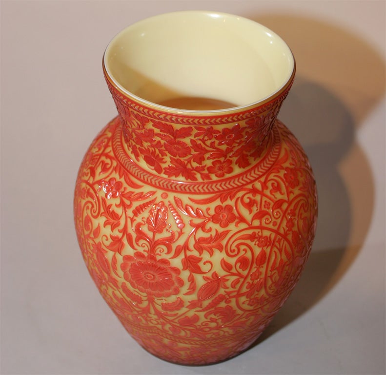 Thomas Webb & Sons Cameo Glass Vase In Excellent Condition In New York, NY